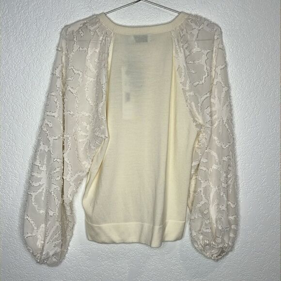 NWT Tanya Taylor Elona Wool Knit Top in Chalk Medium - Picture 8 of 14